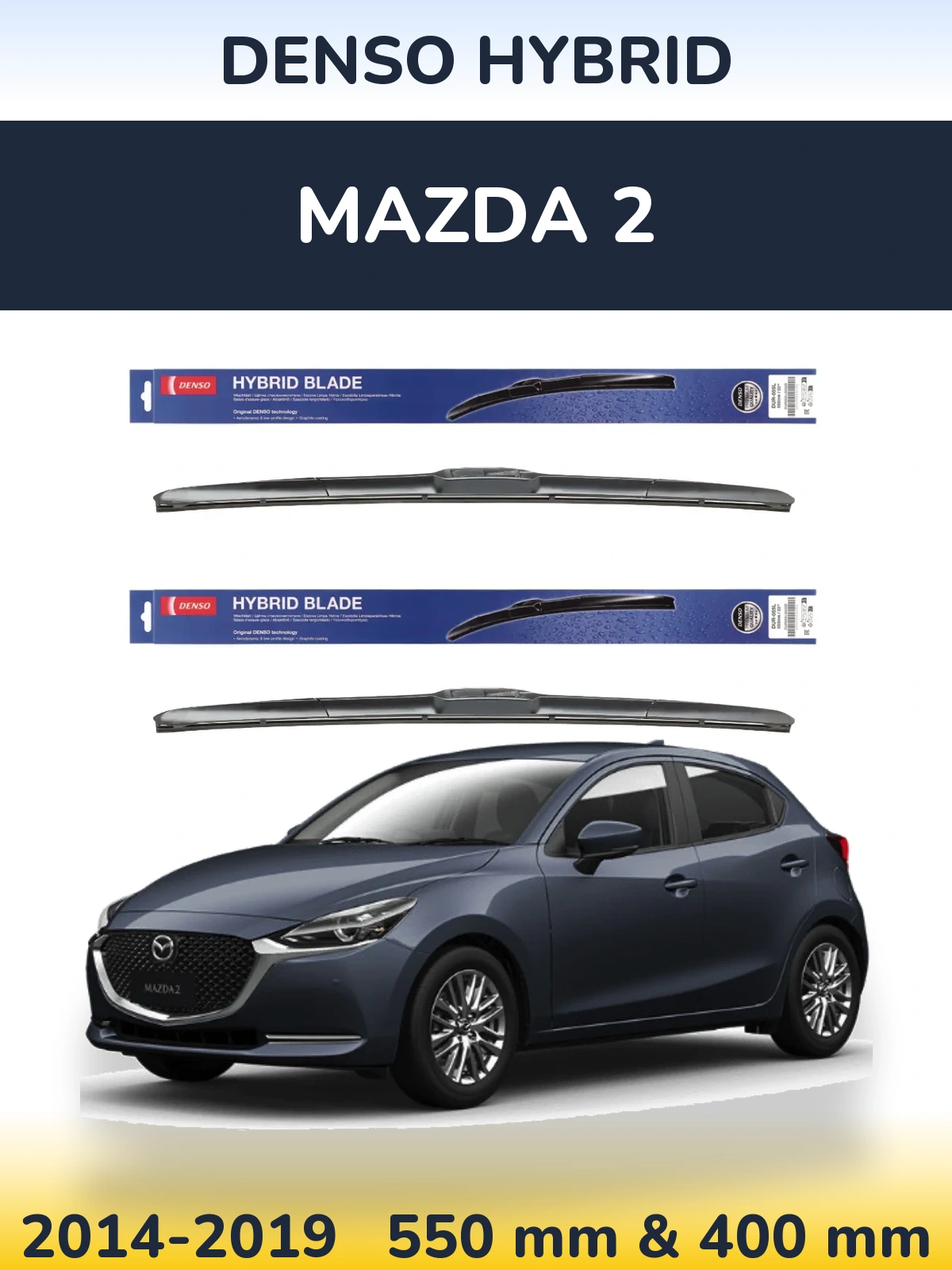 Комплект передних дворников Denso Hybrid 550 & 400 мм для Mazda 2 2014-2019