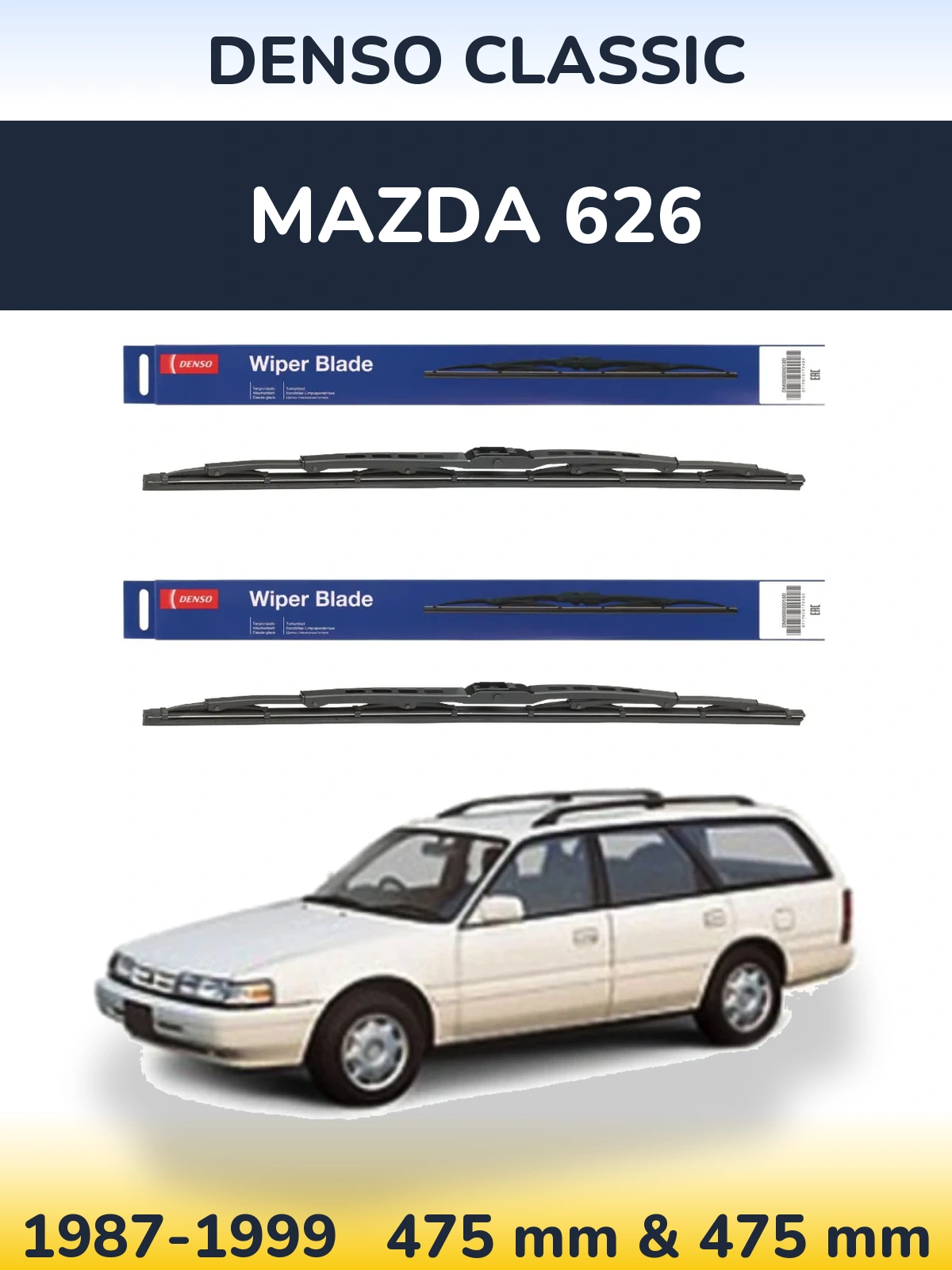 Komplet przednich wycieraczek Denso Classic 475 & 475 mm do Mazda 626 1987-1999