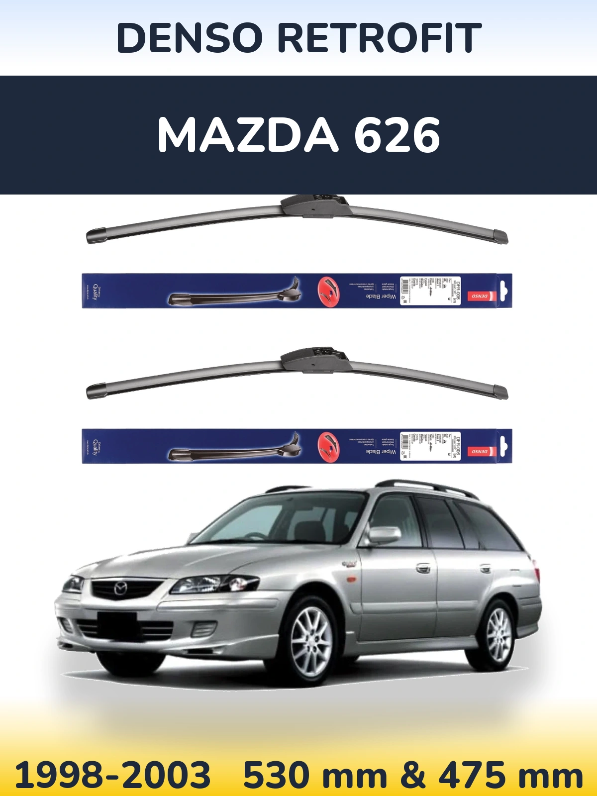 Комплект передних дворников Denso Retrofit 530 & 475 мм для Mazda 626 1998-2003