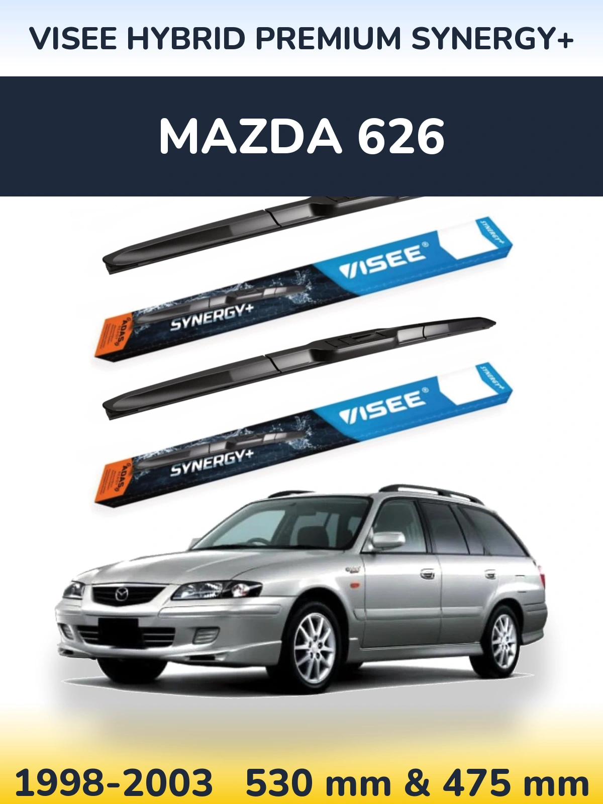 Комплект передних дворников VISEE HYBRID PREMIUM SYNERGY+ 530 & 475 мм для Mazda 626 1998-2003