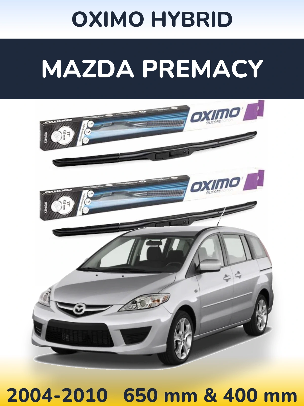 Комплект передних дворников Oximo Hybrid 650 & 400 мм для Mazda Premacy 2004-2010