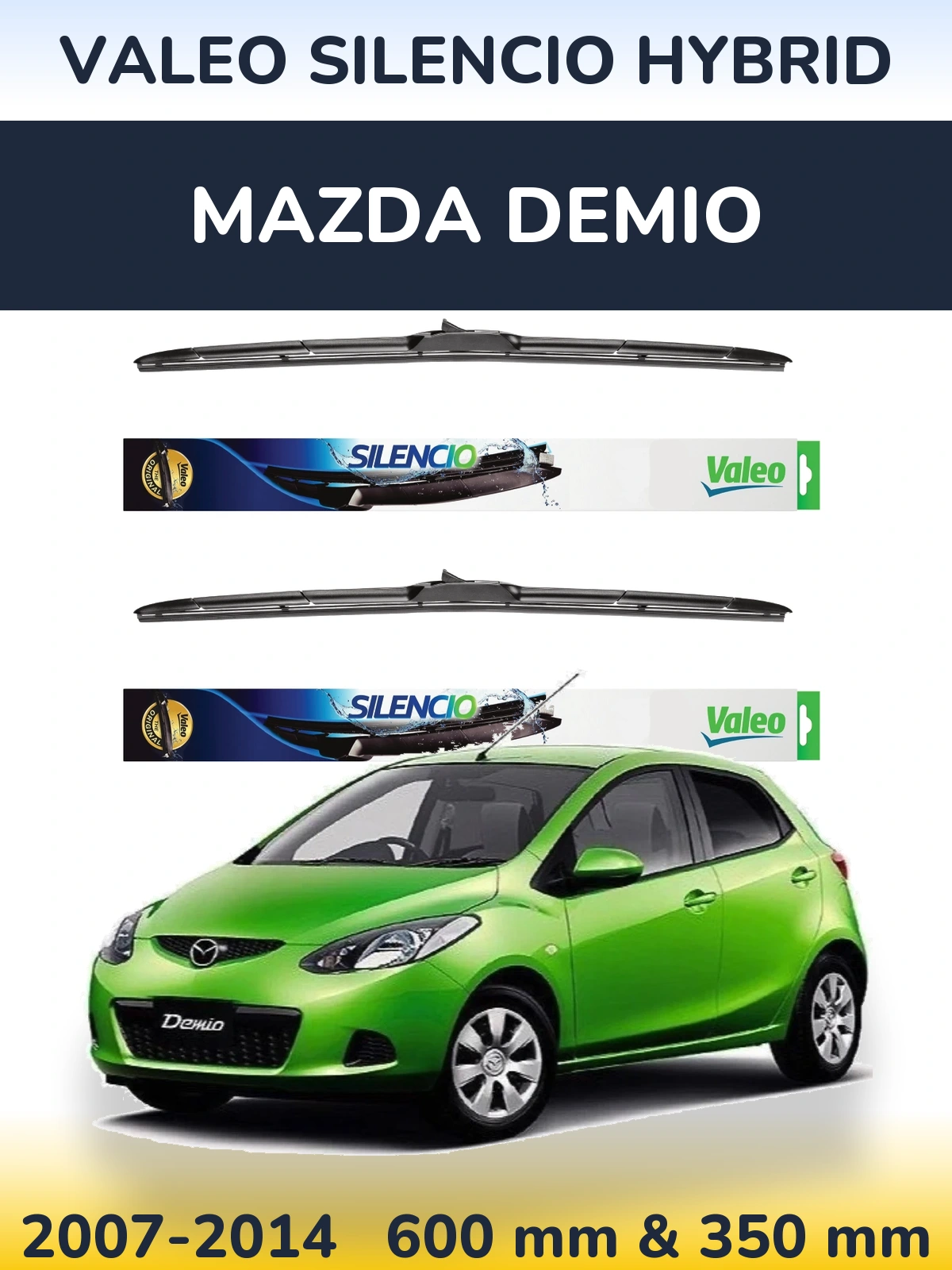 Комплект передних дворников Valeo Silencio Hybrid 600 & 350 мм для Mazda Demio 2007-2014