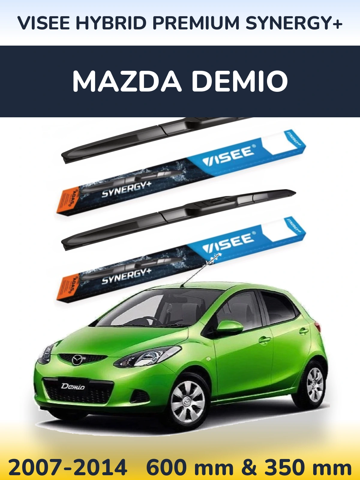 Комплект передних дворников VISEE HYBRID PREMIUM SYNERGY+ 600 & 350 мм для Mazda Demio 2007-2014