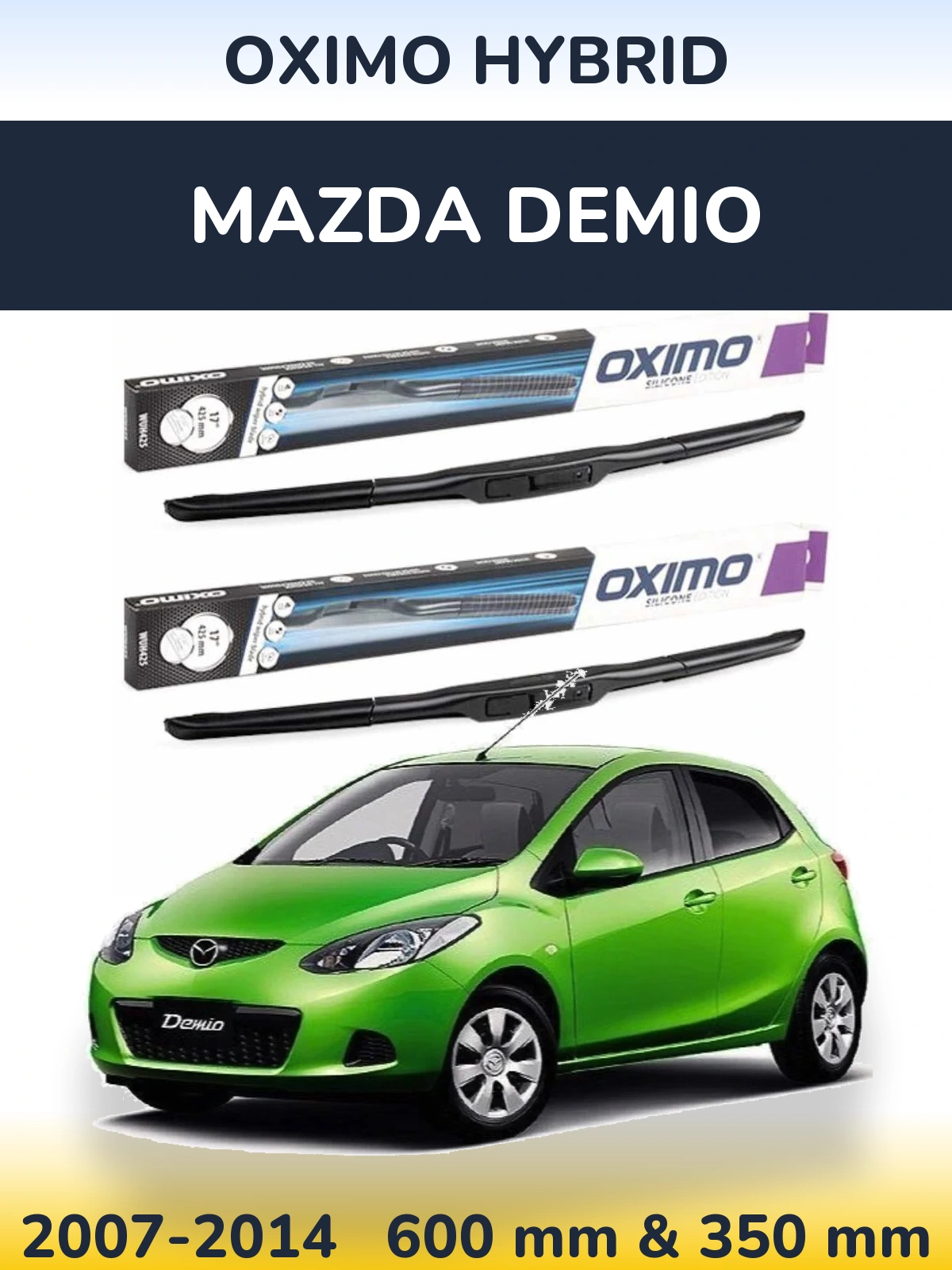 Komplet przednich wycieraczek Oximo Hybrid 600 & 350 mm do Mazda Demio 2007-2014