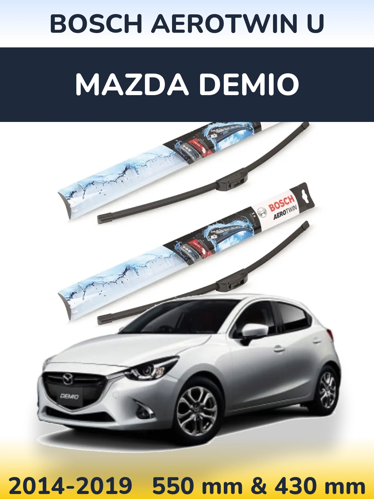 Komplet przednich wycieraczek BOSCH AeroTwin U 550 & 430 mm do Mazda Demio 2014-2019