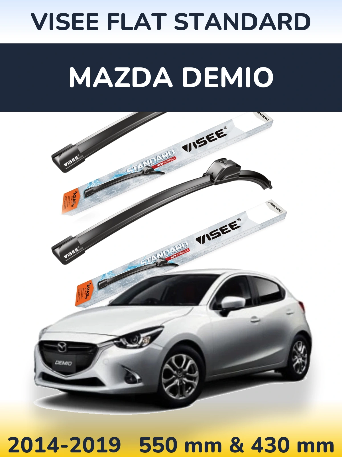 Комплект передних дворников VISEE FLAT STANDARD 550 & 430 мм для Mazda Demio 2014-2019