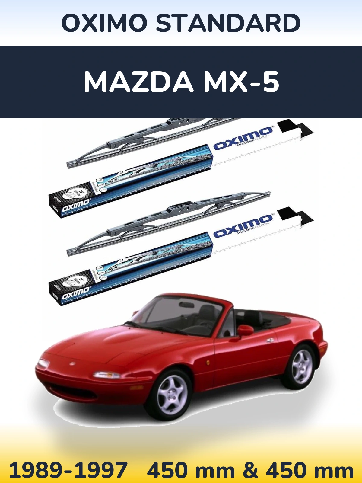 Komplet przednich wycieraczek Oximo Standard 450 & 450 mm do Mazda MX-5 1989-1997