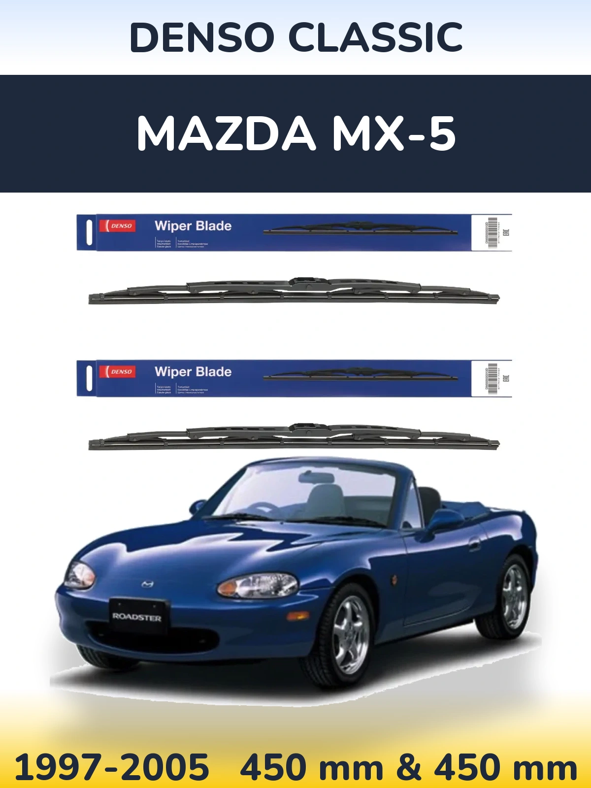 Komplet przednich wycieraczek Denso Classic 450 & 450 mm do Mazda MX-5 1997-2005