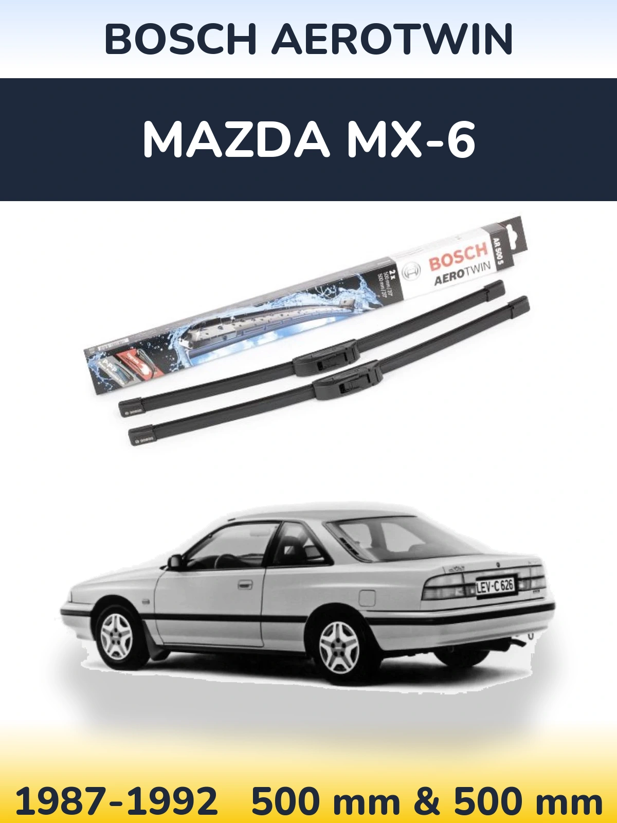 Комплект передніх щіток BOSCH AeroTwin 500 & 500 мм для Mazda MX-6 1987-1992