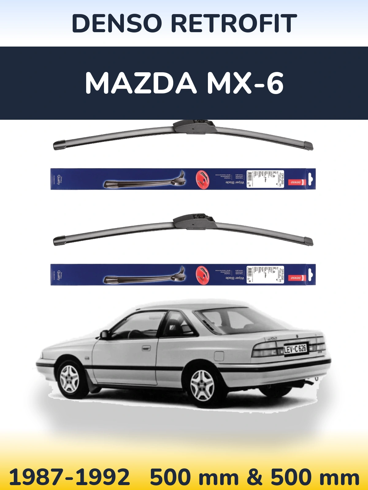 Комплект передних дворников Denso Retrofit 500 & 500 мм для Mazda MX-6 1987-1992