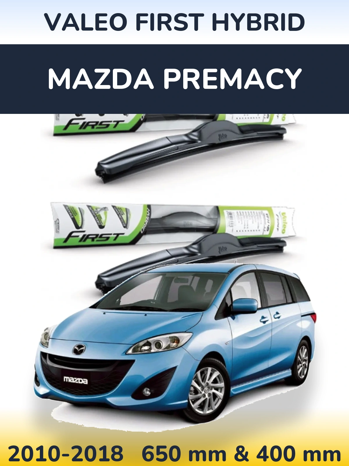 Комплект передних дворников Valeo First Hybrid 650 & 400 мм для Mazda Premacy 2010-2018