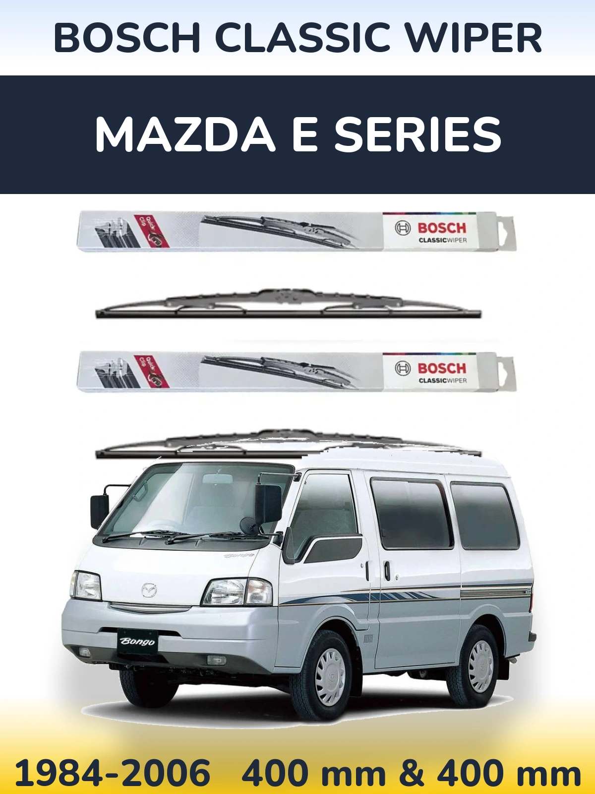 Комплект передних дворников BOSCH Classic Wiper 400 & 400 мм для Mazda E Series 1984-2006