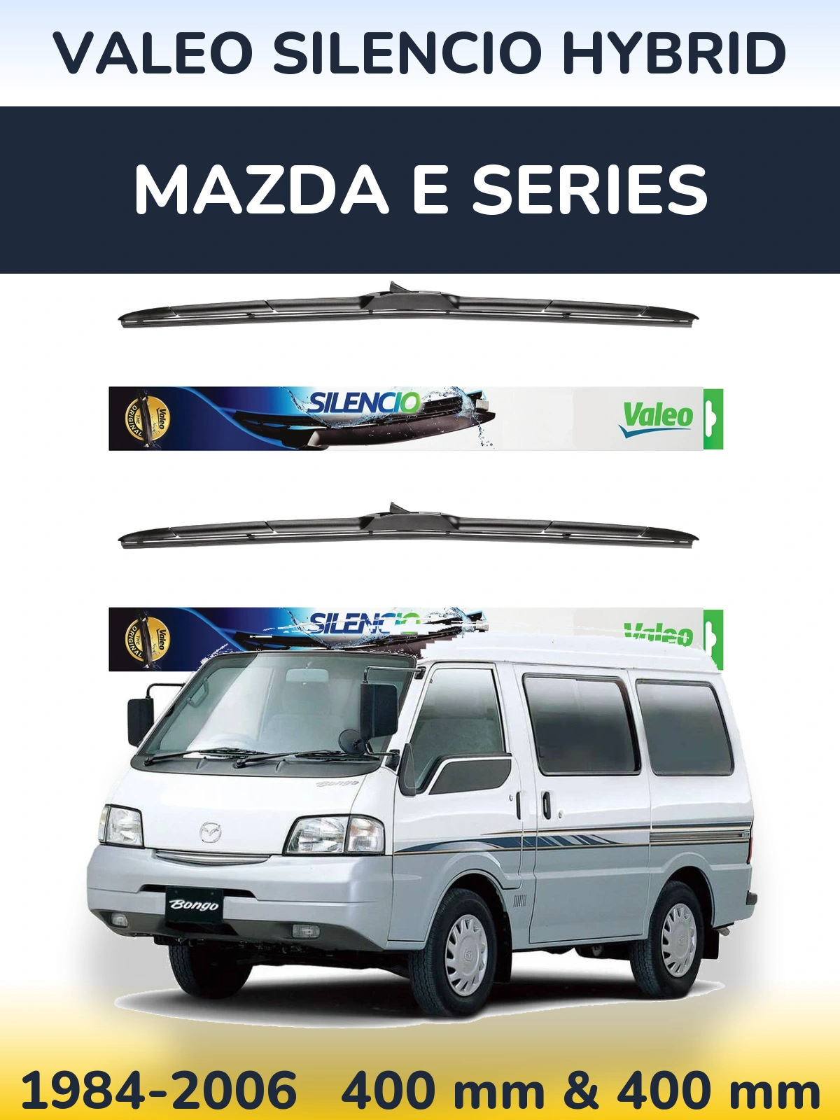 Комплект передних дворников Valeo Silencio Hybrid 400 & 400 мм для Mazda E Series 1984-2006