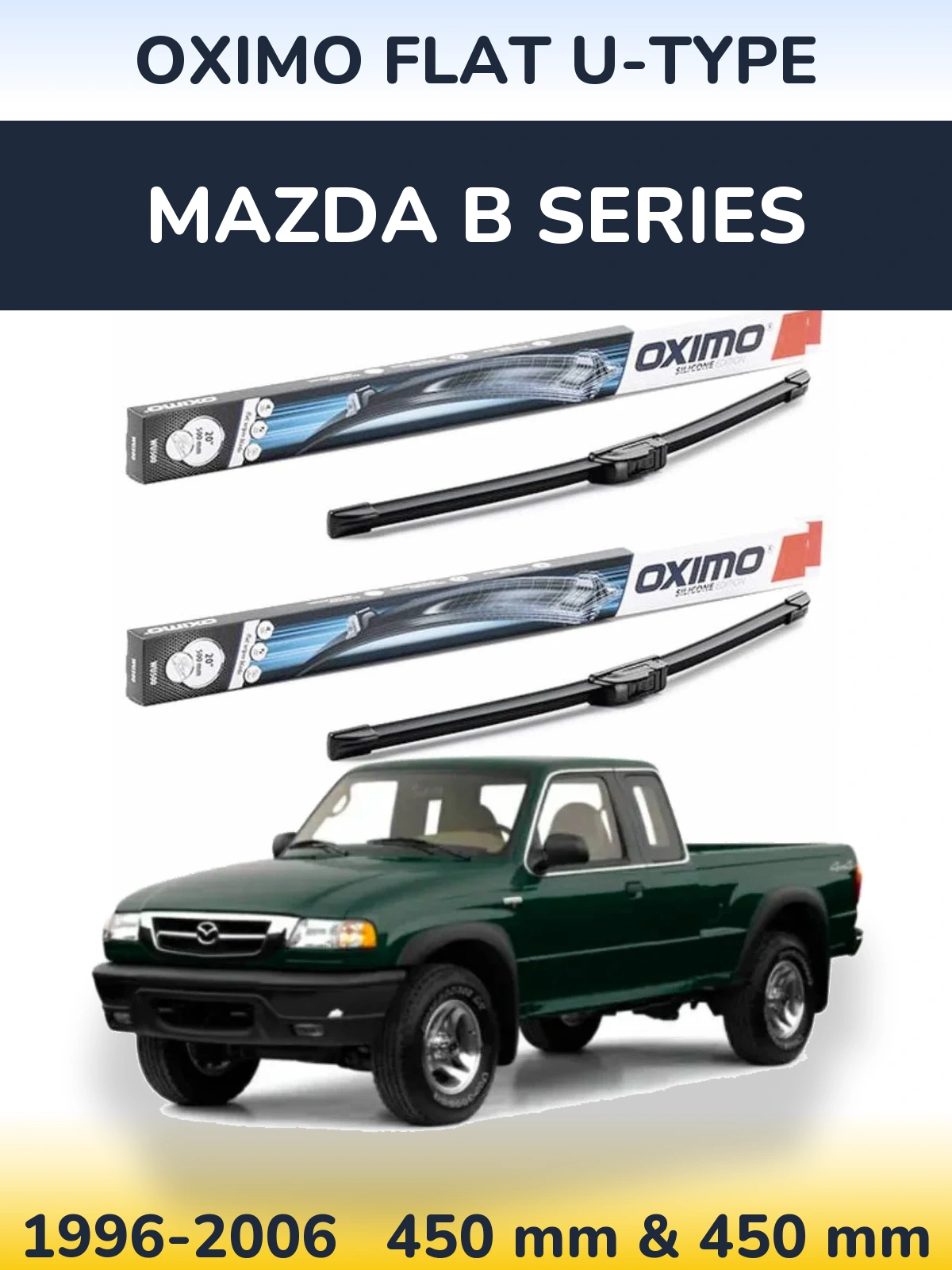 Komplet przednich wycieraczek Oximo Flat U-type 450 & 450 mm do Mazda B Series 1996-2006
