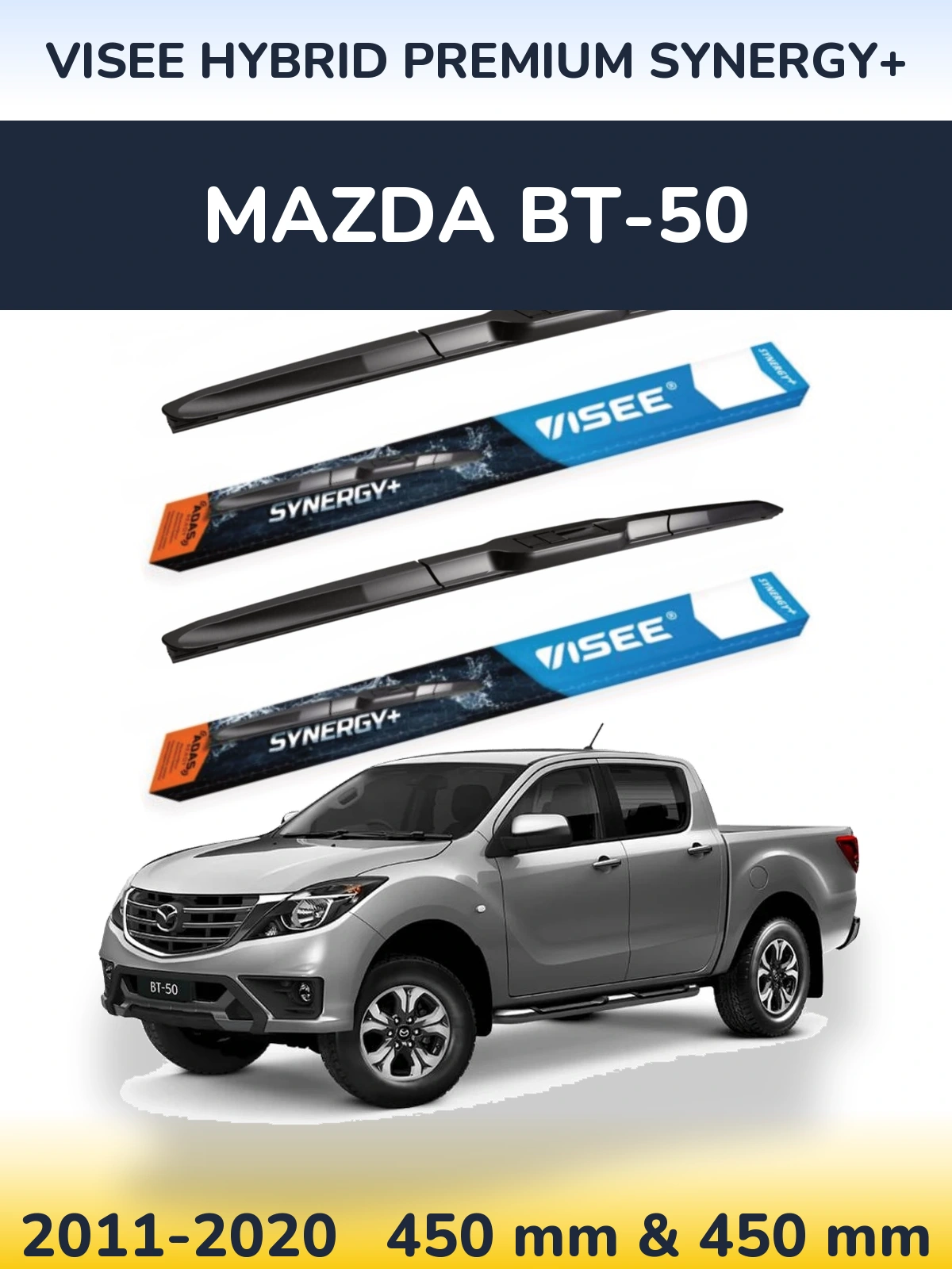 Комплект передних дворников VISEE HYBRID PREMIUM SYNERGY+ 450 & 450 мм для Mazda BT-50 2011-2020