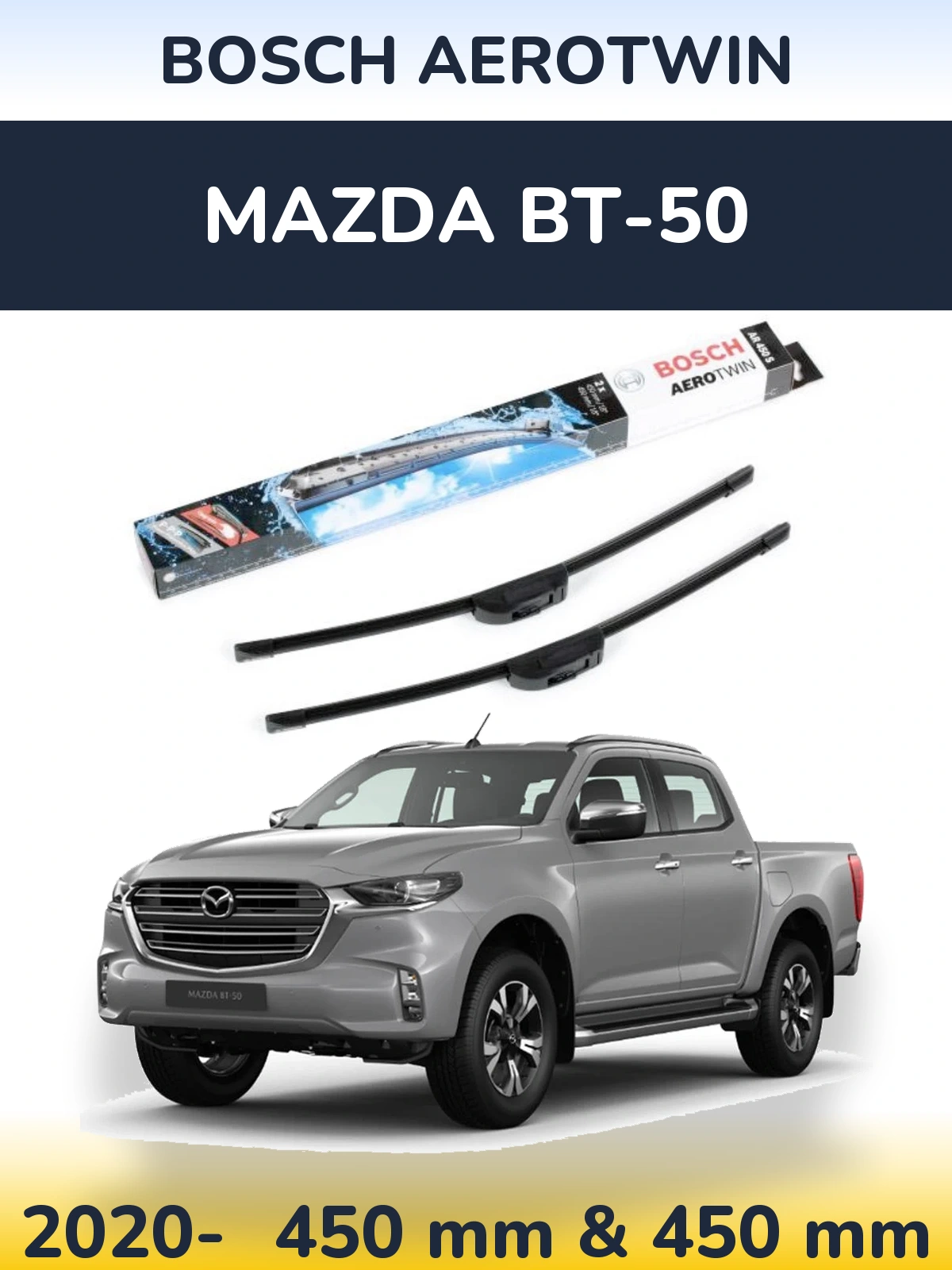 Komplet przednich wycieraczek BOSCH AeroTwin 450 & 450 mm do Mazda BT-50 2020-2026