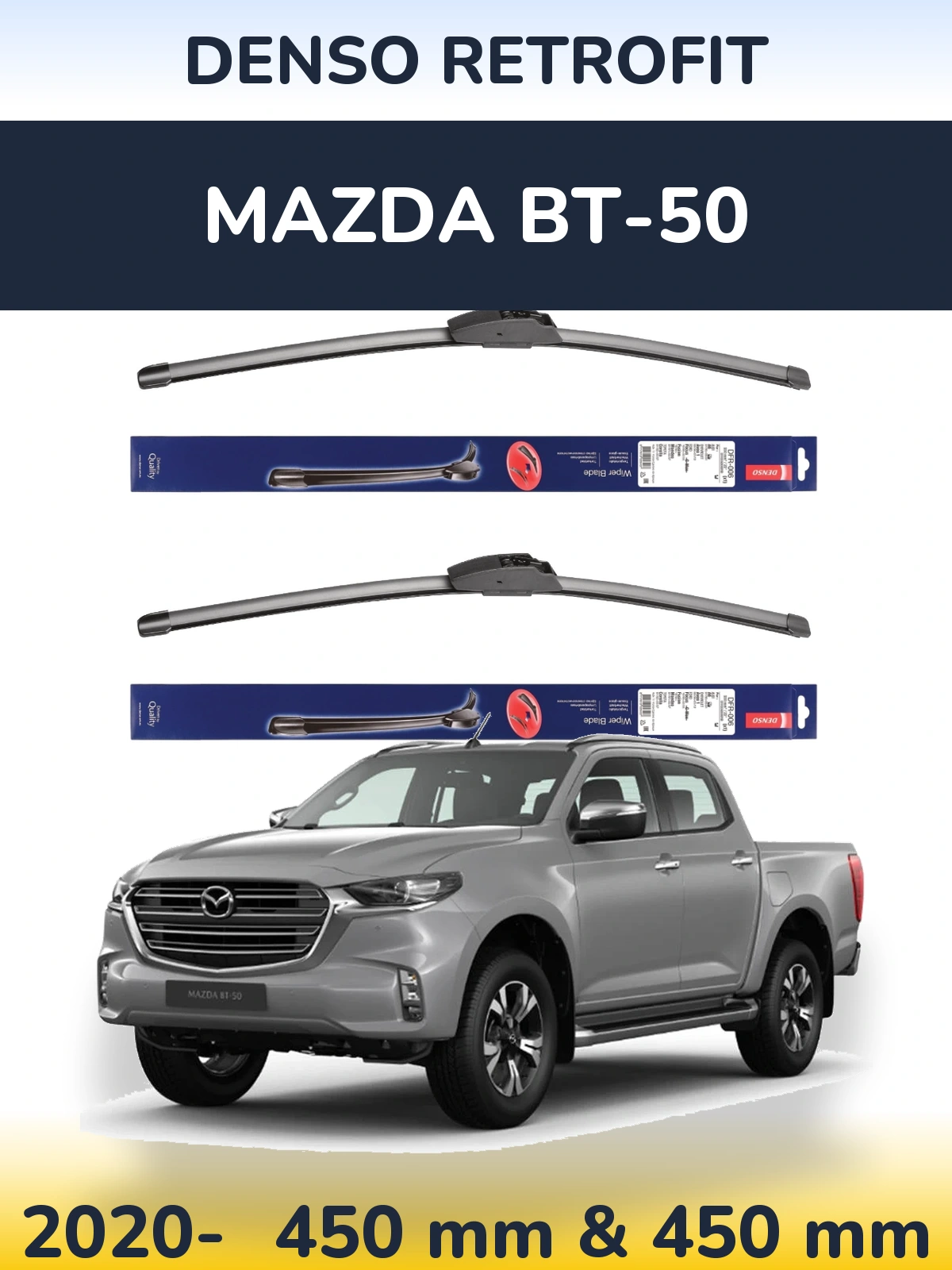 Komplet przednich wycieraczek Denso Retrofit 450 & 450 mm do Mazda BT-50 2020-2026
