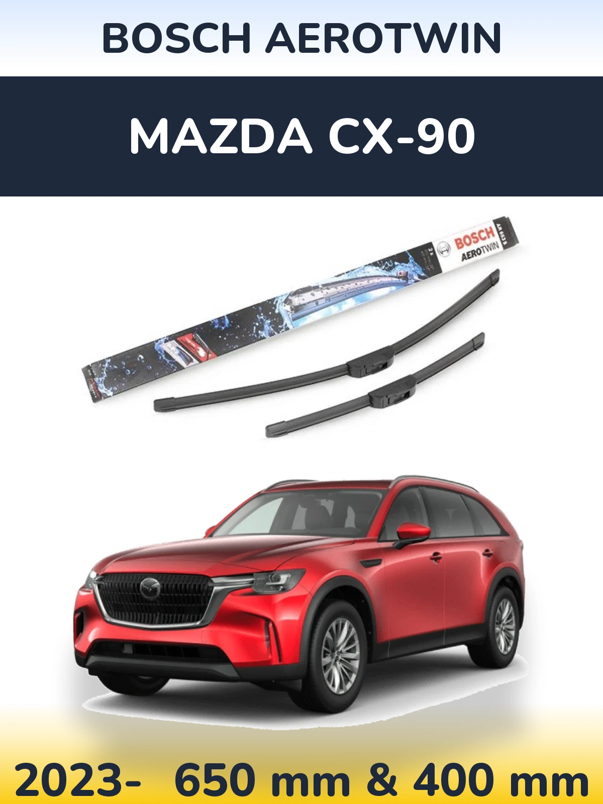 Комплект передних дворников BOSCH AeroTwin 650 & 400 мм для Mazda CX-90 2023-2026