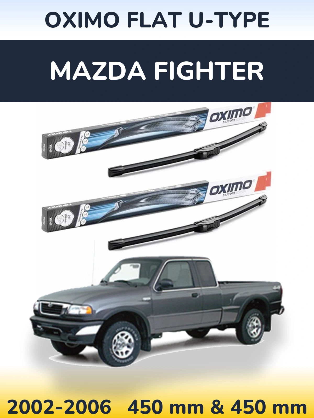 Komplet przednich wycieraczek Oximo Flat U-type 450 & 450 mm do Mazda Fighter 2002-2006