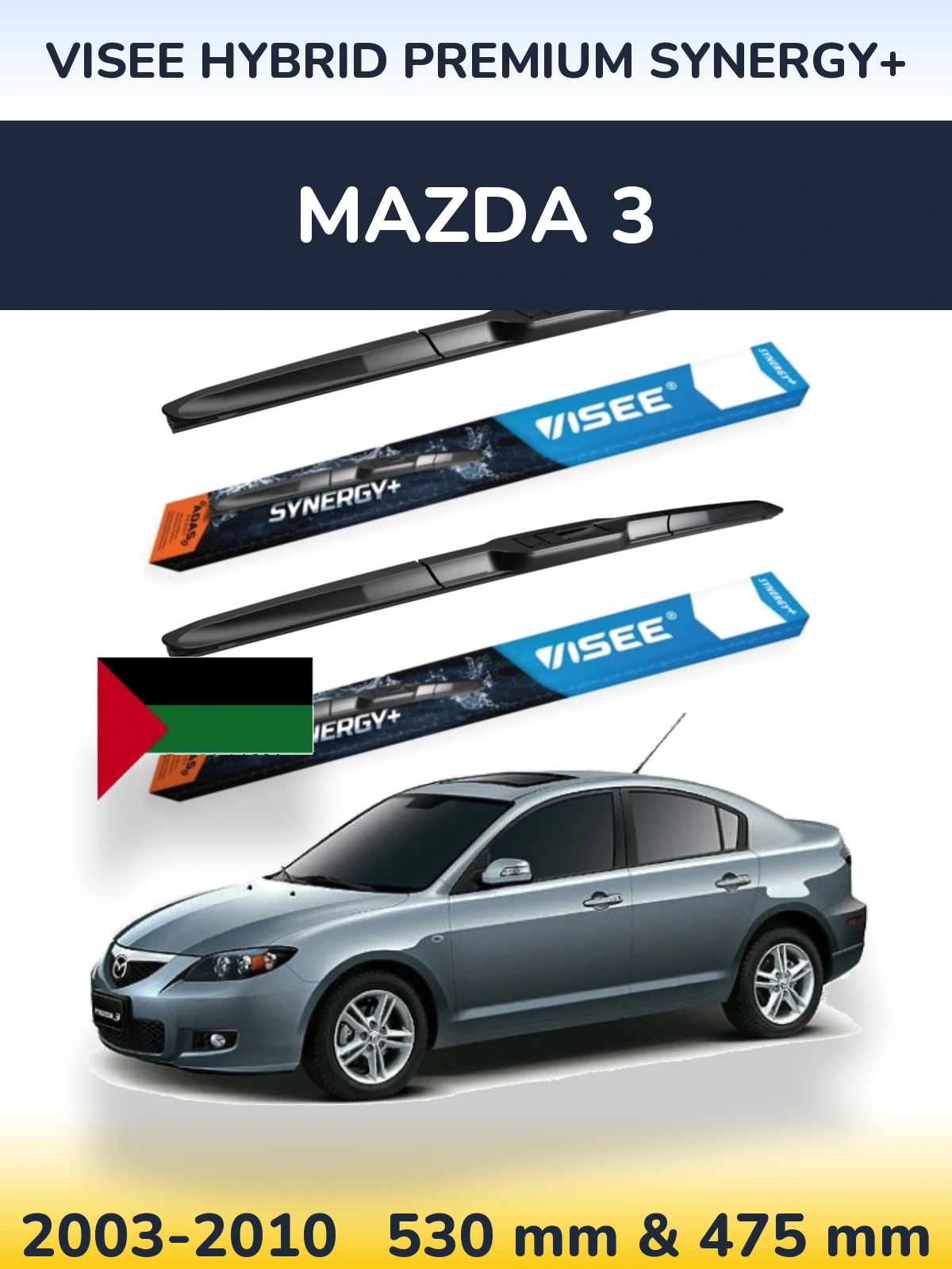 Komplet przednich wycieraczek VISEE HYBRID PREMIUM SYNERGY+ 530 & 475 mm do Mazda 3 2003-2010