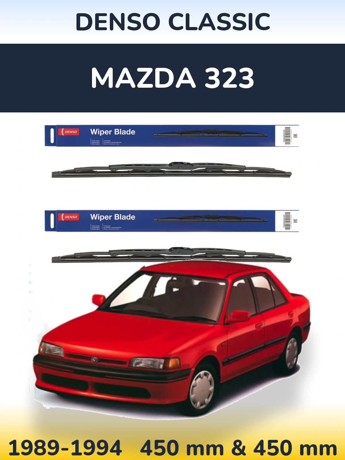 Komplet przednich wycieraczek Denso Classic 450 & 450 mm do Mazda 323 1989-1994