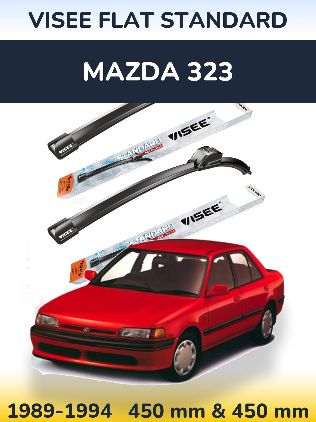 Комплект передних дворников VISEE FLAT STANDARD 450 & 450 мм для Mazda 323 1989-1994