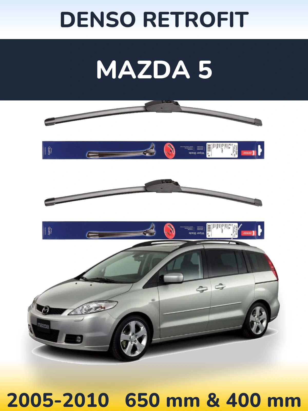 Комплект передних дворников Denso Retrofit 650 & 400 мм для Mazda 5 2005-2010