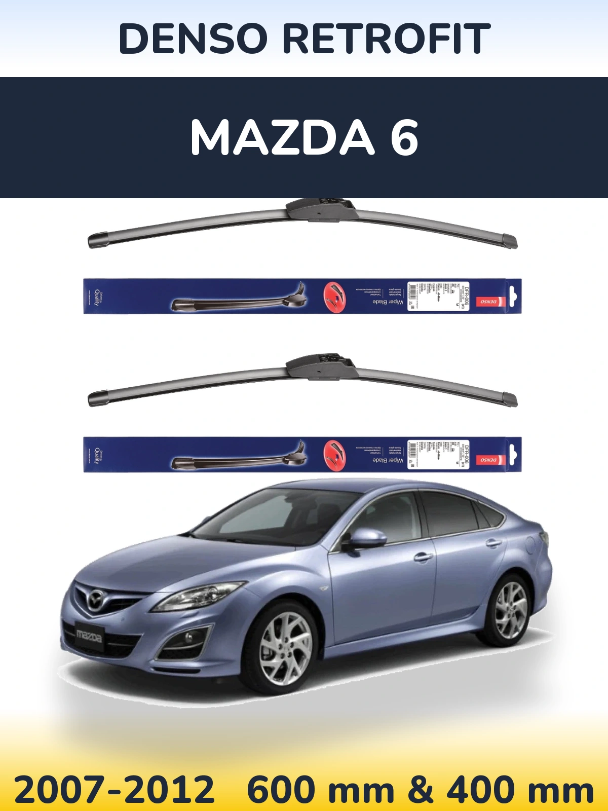 Komplet przednich wycieraczek Denso Retrofit 600 & 400 mm do Mazda 6 2007-2012