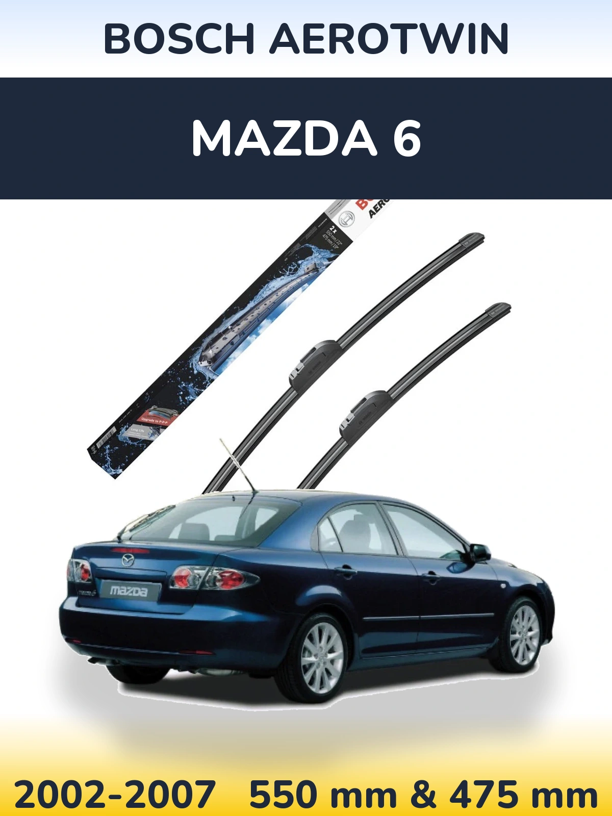 Komplet przednich wycieraczek BOSCH AeroTwin 550 & 475 mm do Mazda 6 2002-2007