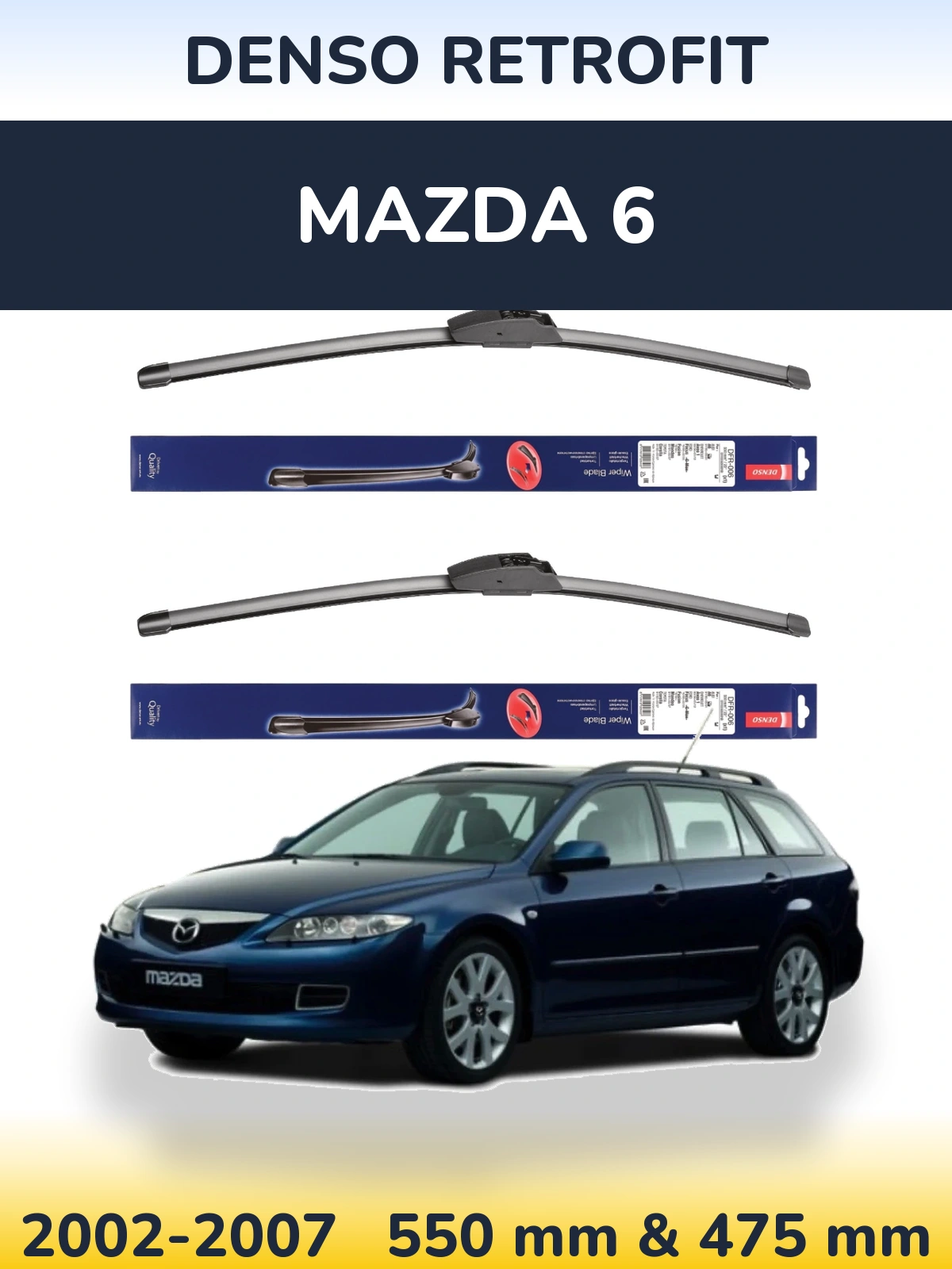 Комплект передних дворников Denso Retrofit 550 & 475 мм для Mazda 6 2002-2007