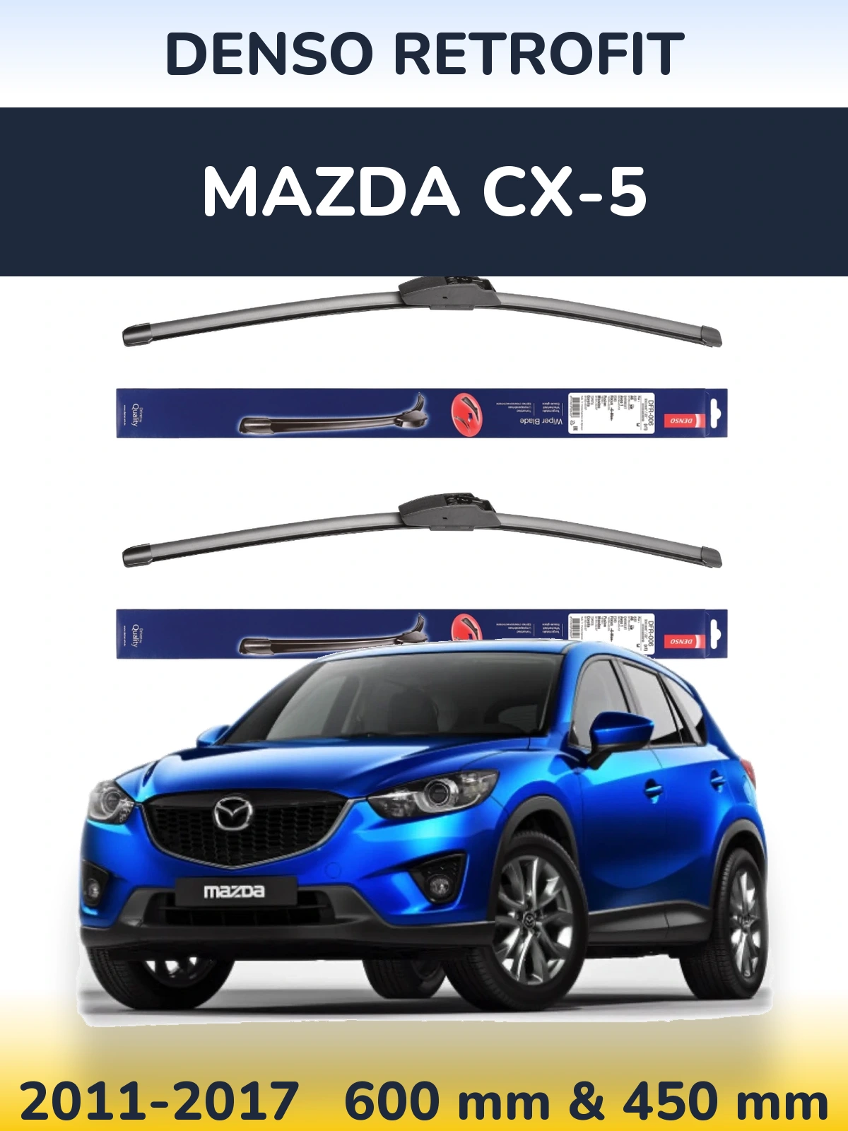 Komplet przednich wycieraczek Denso Retrofit 600 & 450 mm do Mazda CX-5 2011-2017