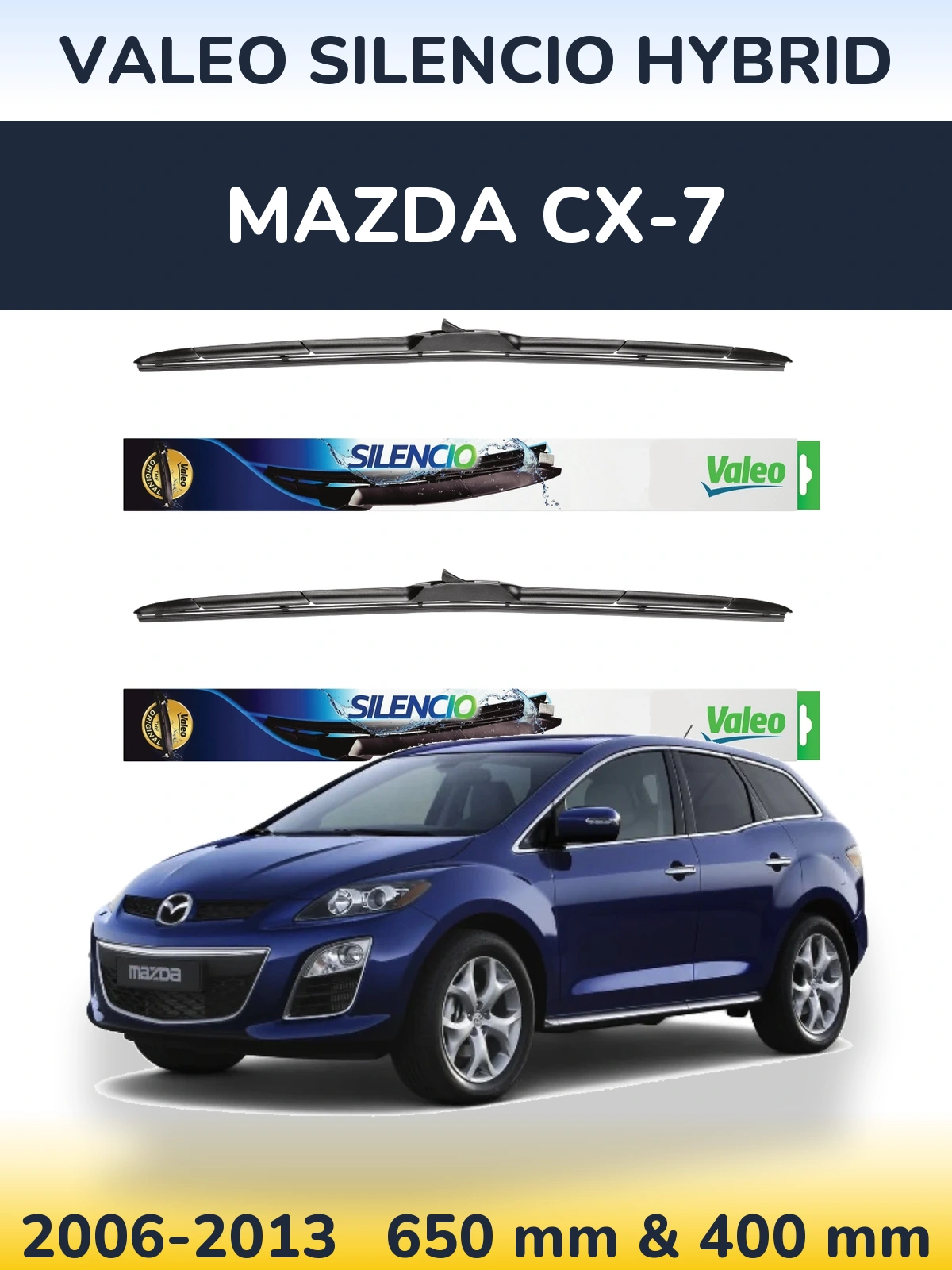 Комплект передних дворников Valeo Silencio Hybrid 650 & 400 мм для Mazda CX-7 2006-2013