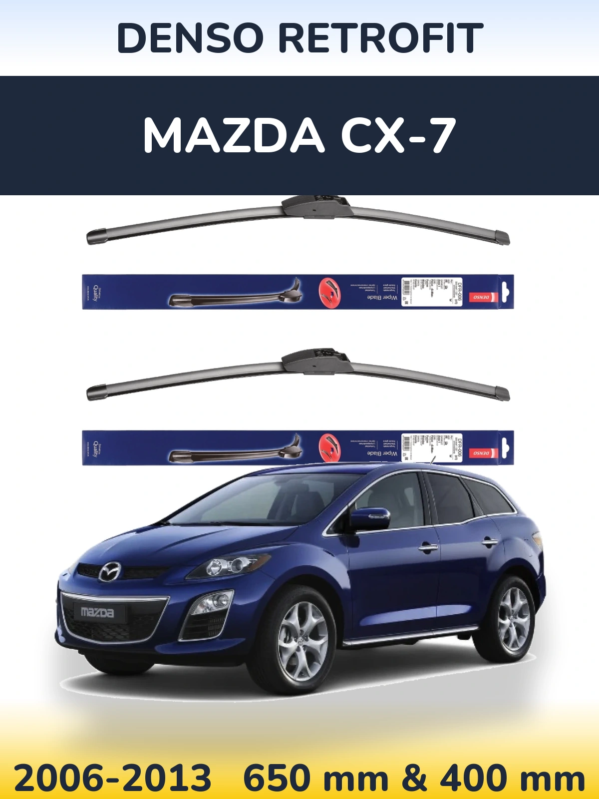 Komplet przednich wycieraczek Denso Retrofit 650 & 400 mm do Mazda CX-7 2006-2013