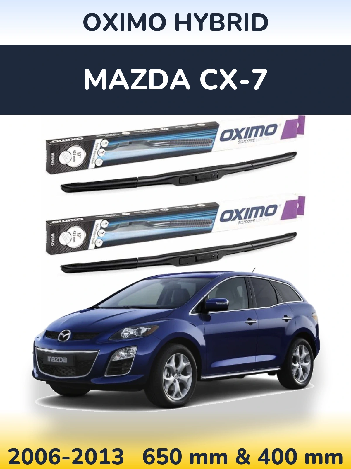 Komplet przednich wycieraczek Oximo Hybrid 650 & 400 mm do Mazda CX-7 2006-2013