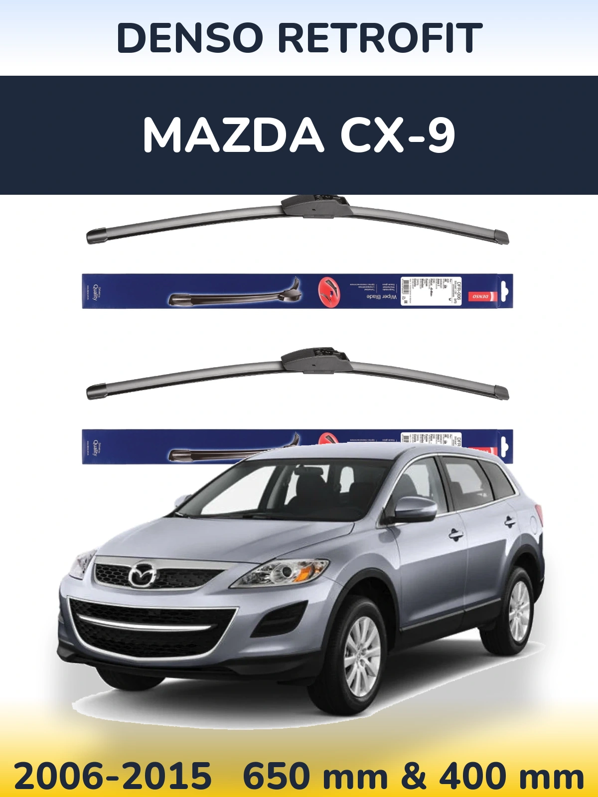Komplet przednich wycieraczek Denso Retrofit 650 & 400 mm do Mazda CX-9 2006-2015