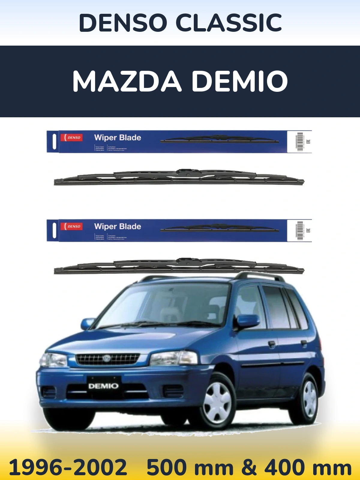 Komplet przednich wycieraczek Denso Classic 500 & 400 mm do Mazda Demio 1996-2002