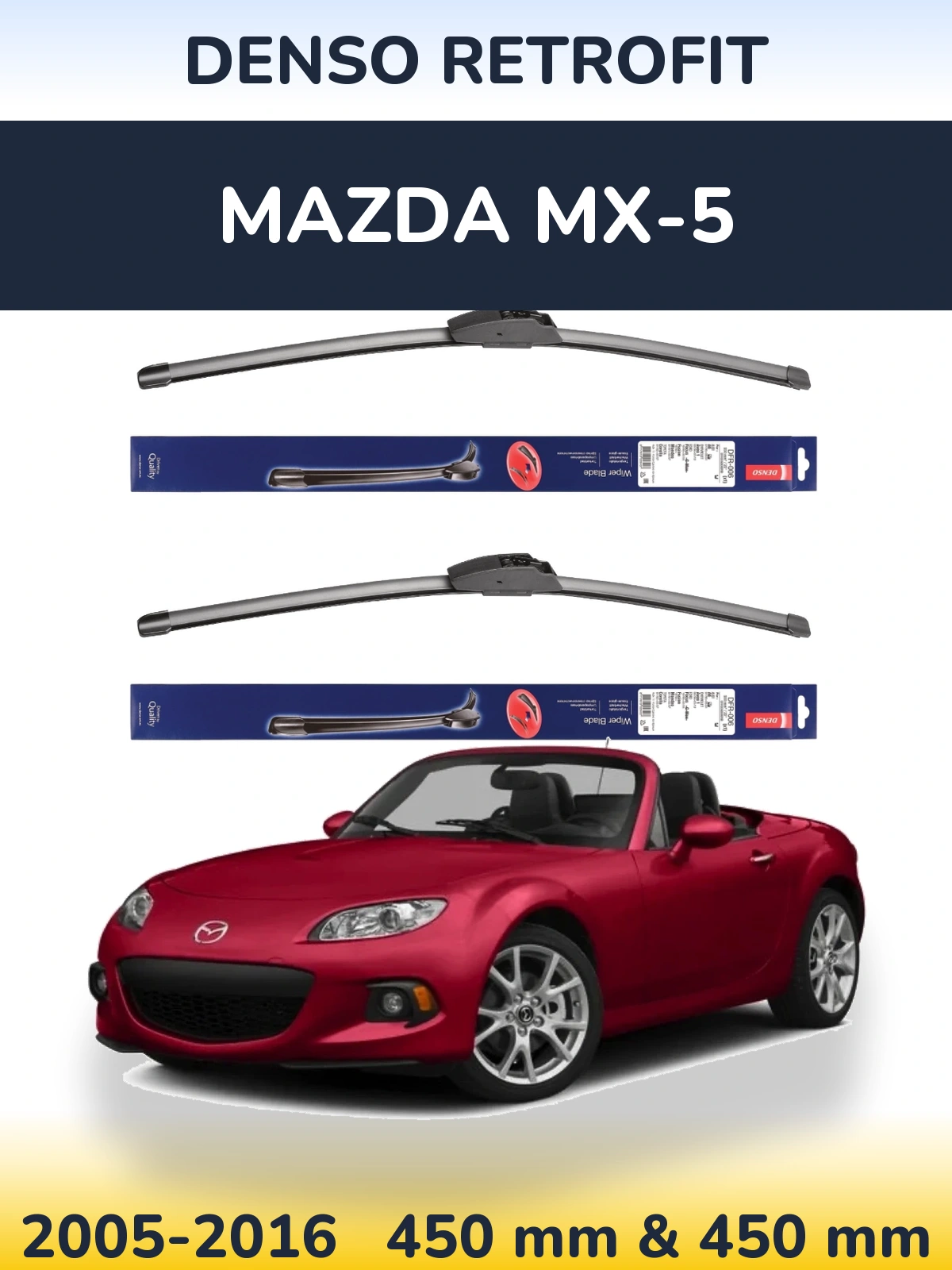 Комплект передних дворников Denso Retrofit 450 & 450 мм для Mazda MX-5 2005-2016