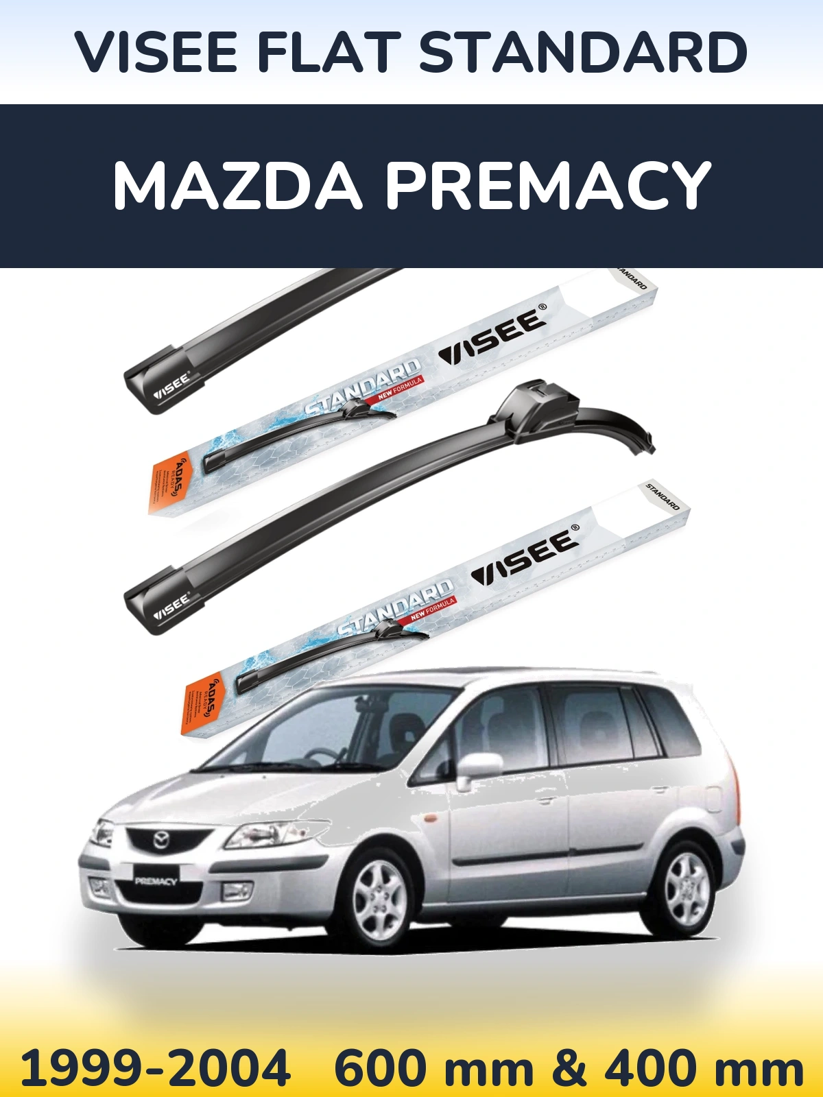 Комплект передніх щіток VISEE FLAT STANDARD 600 & 400 мм для Mazda Premacy 1999-2004