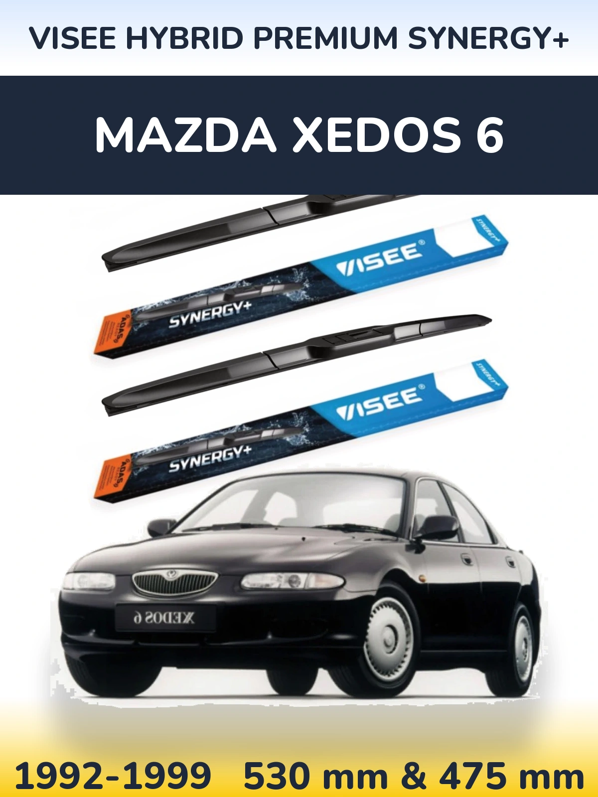 Komplet przednich wycieraczek VISEE HYBRID PREMIUM SYNERGY+ 530 & 475 mm do Mazda Xedos 6 1992-1999