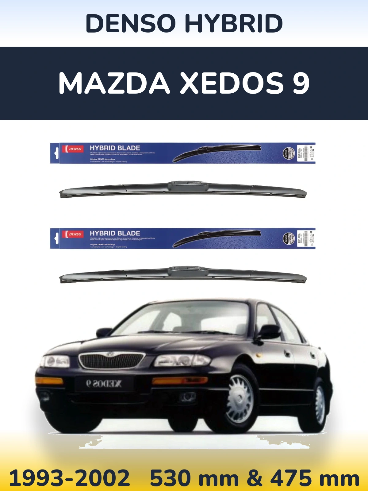Komplet przednich wycieraczek Denso Hybrid 530 & 475 mm do Mazda Xedos 9 1993-2002
