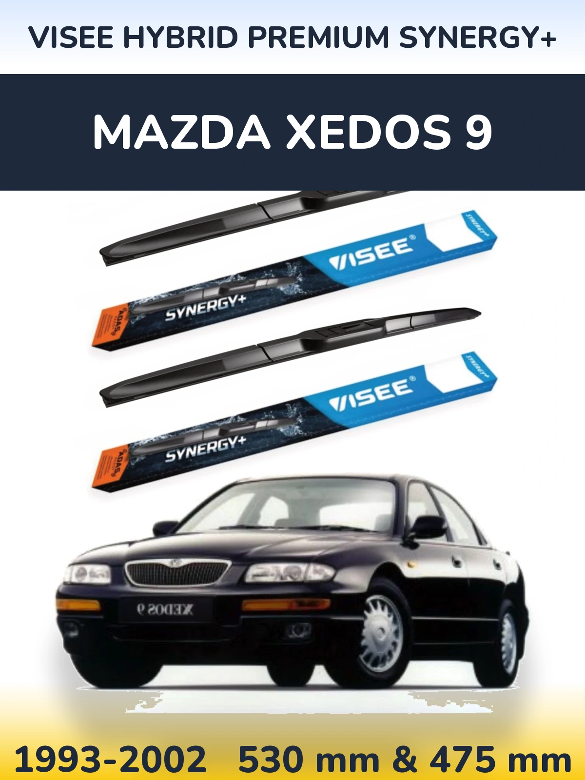 Komplet przednich wycieraczek VISEE HYBRID PREMIUM SYNERGY+ 530 & 475 mm do Mazda Xedos 9 1993-2002