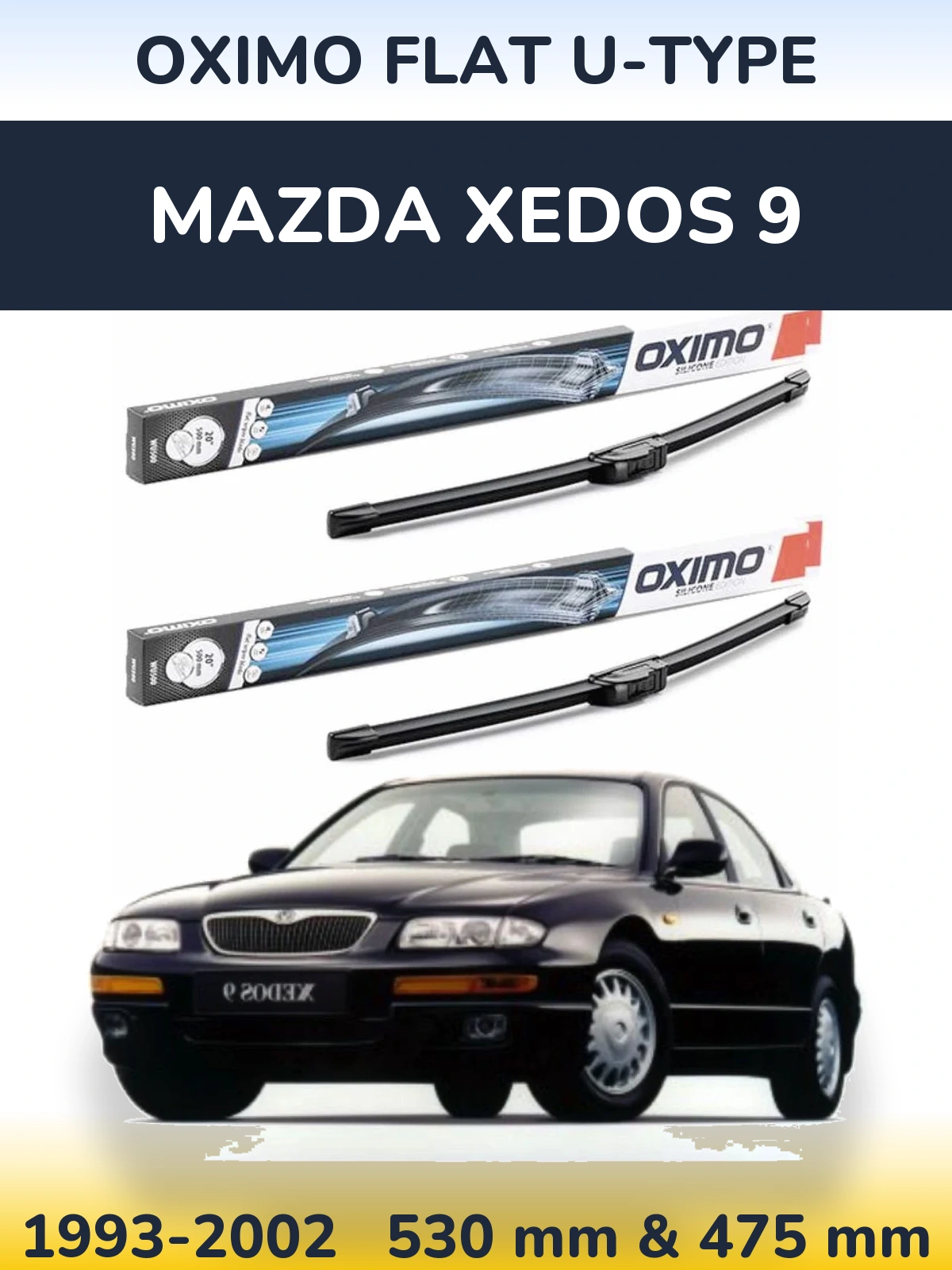 Komplet przednich wycieraczek Oximo Flat U-type 530 & 475 mm do Mazda Xedos 9 1993-2002