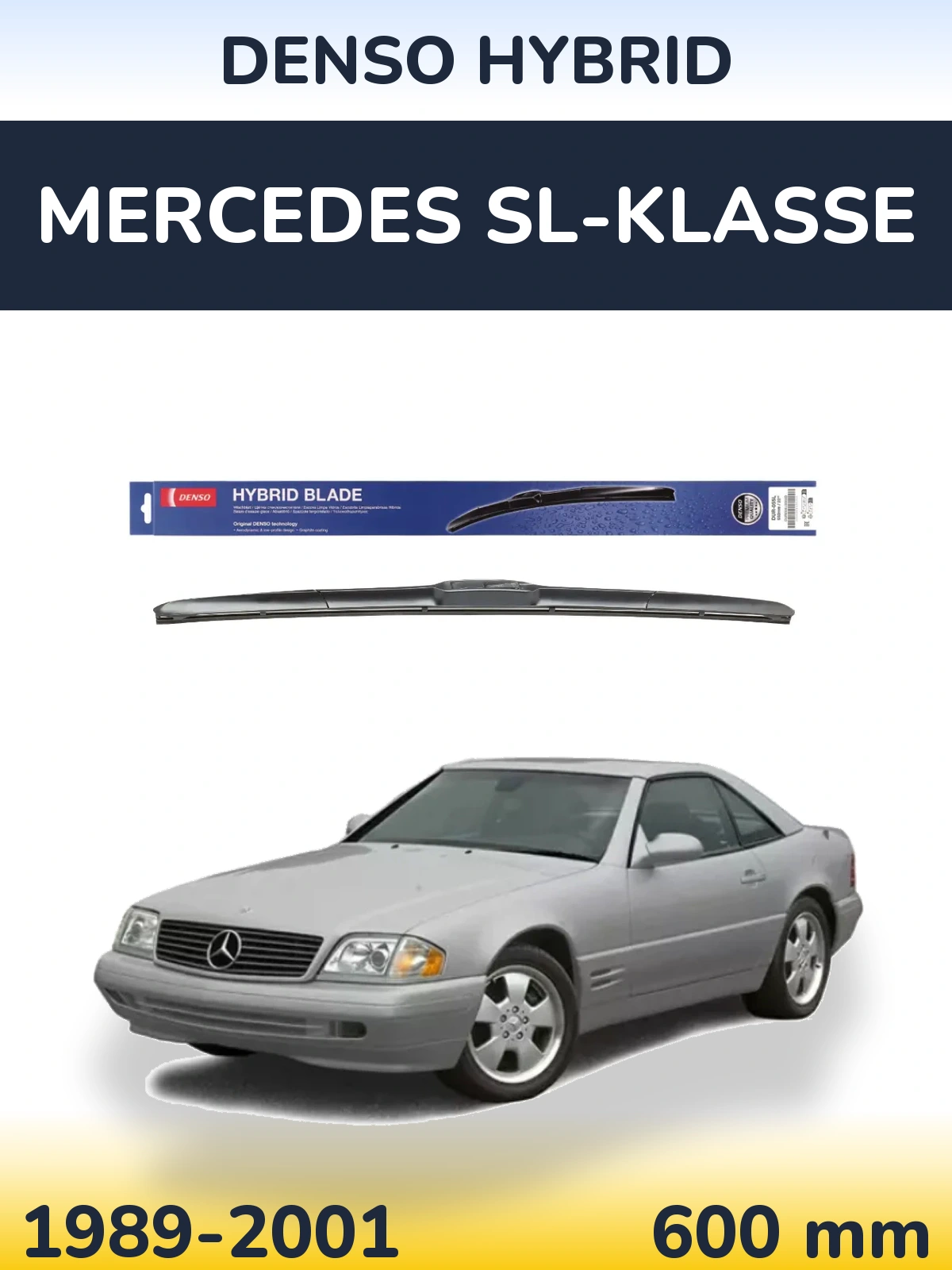 Front wiper blade Denso Hybrid 600 mm for Mercedes SL-Klasse 1989-2001