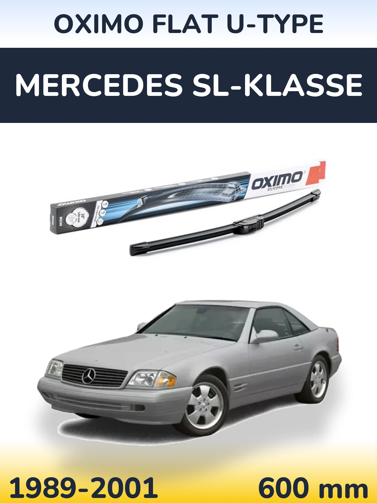 Front wiper blade Oximo Flat U-type 600 mm for Mercedes SL-Klasse 1989-2001