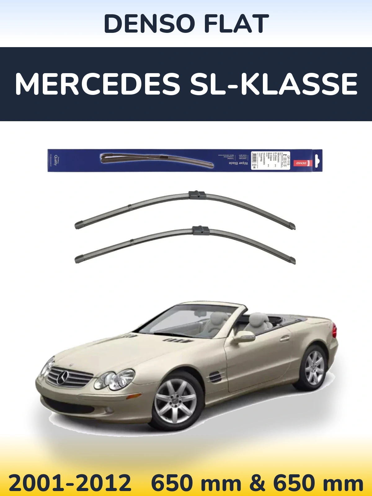 Комплект передних дворников Denso Flat 650 & 650 мм для Mercedes SL-Klasse 2001-2012