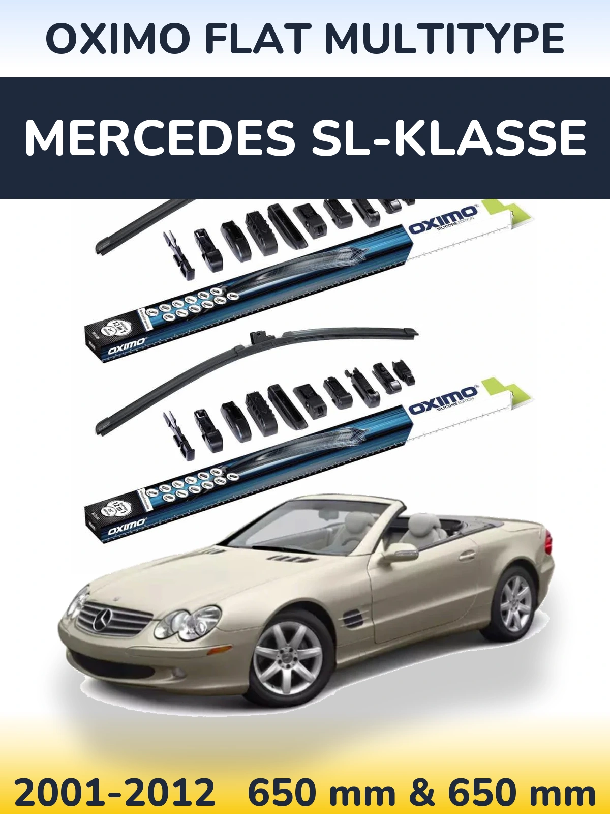 Komplet przednich wycieraczek Oximo Flat MultiType 650 & 650 mm do Mercedes SL-Klasse 2001-2012