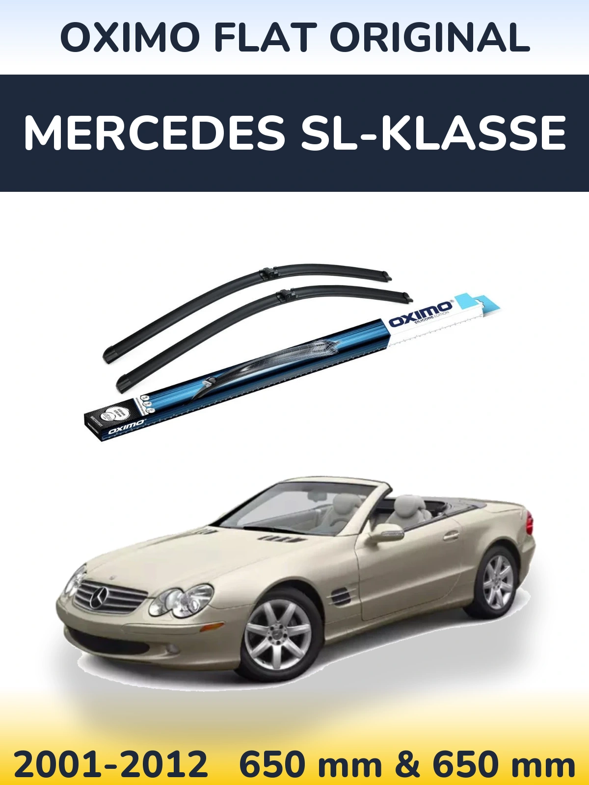 Front wiper blade set Oximo Flat Original 650 & 650 mm for Mercedes SL-Klasse 2001-2012