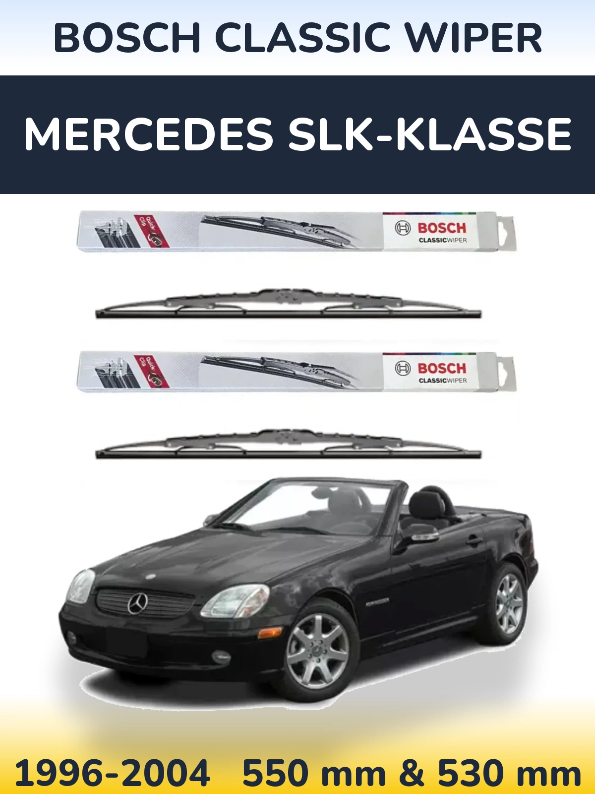 Komplet przednich wycieraczek BOSCH Classic Wiper 550 & 530 mm do Mercedes SLK-Klasse 1996-2004