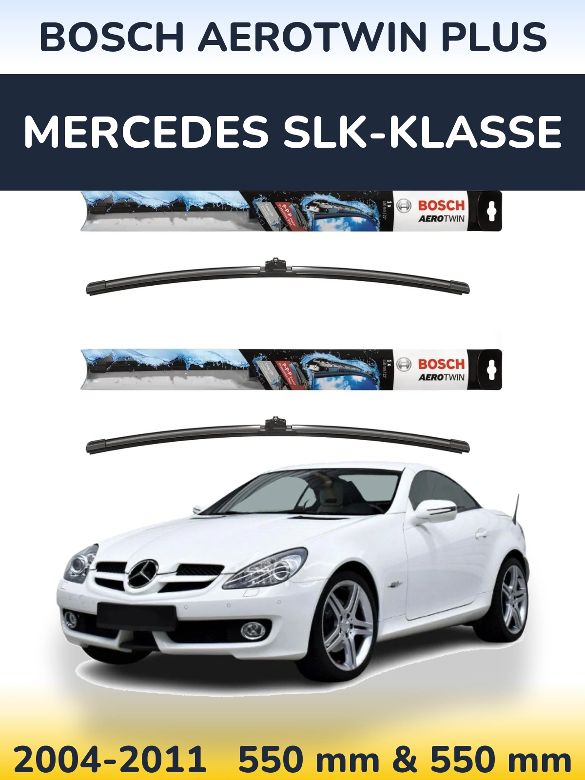 Komplet przednich wycieraczek BOSCH AeroTwin Plus 550 & 550 mm do Mercedes SLK-Klasse 2004-2011