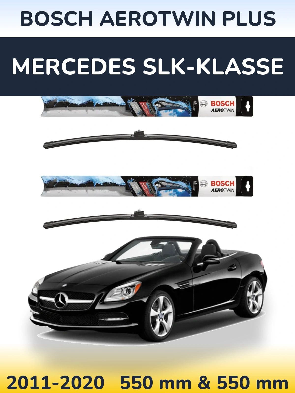 Komplet przednich wycieraczek BOSCH AeroTwin Plus 550 & 550 mm do Mercedes SLK-Klasse 2011-2020